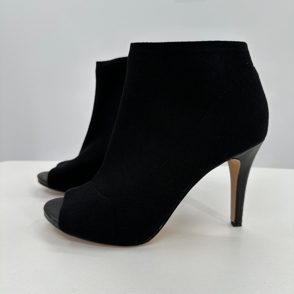 Fergalicious Stretch-Knit Sock Ankle Boots Stiletto Heel Open Toe sz 8.5 Bootie - Picture 2 of 11